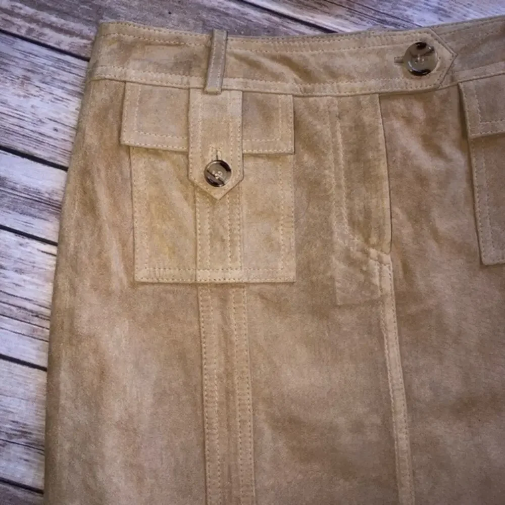 VS2 by Vakko Genuine Suede Skirt Camel Size 4